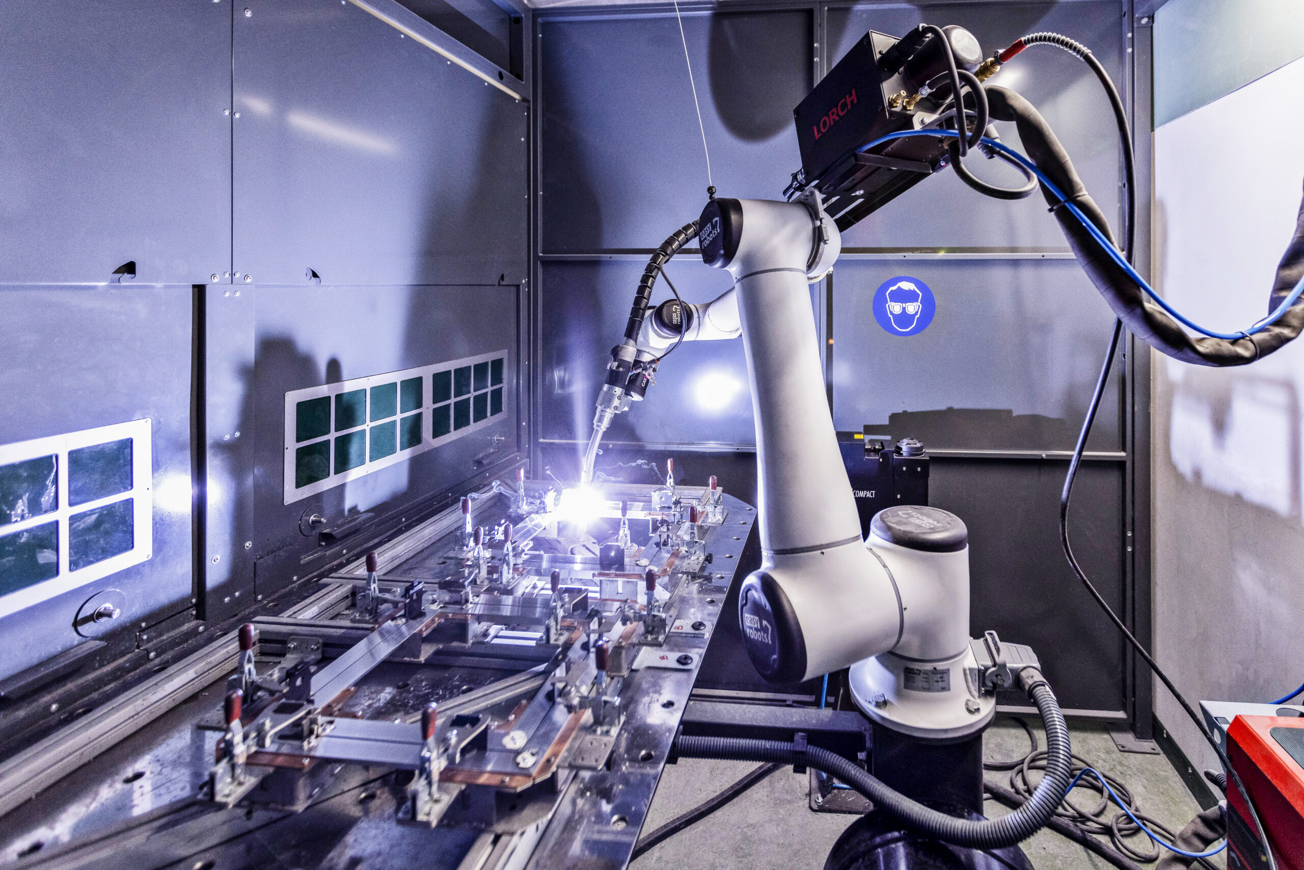 welding robot on a welding station